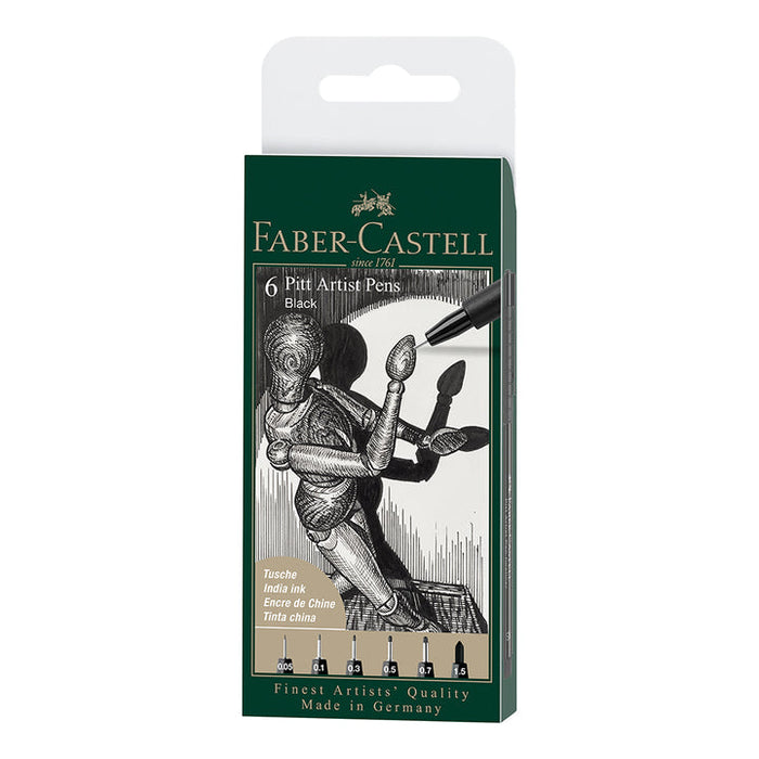 Faber-Castell PITT Artist Pen India Ink 199 Black Wallet/6