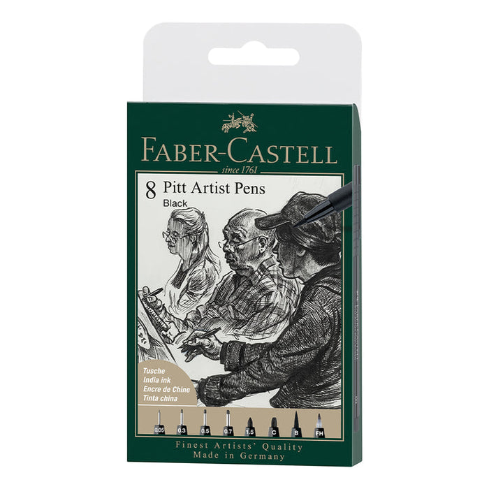 Faber-Castell PITT Artist Pen India Ink 199 Black Wallet/8