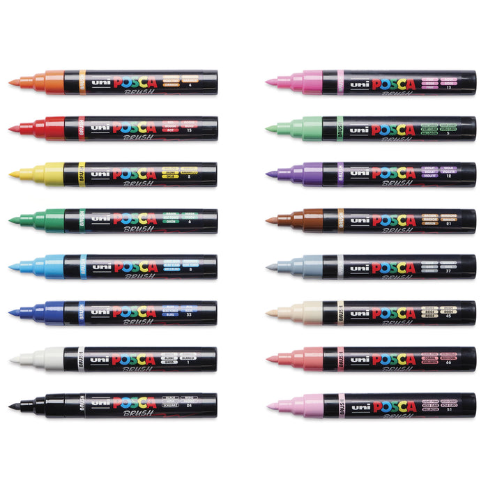 POSCA Brush Paint Marker 16/Set - Assorted
