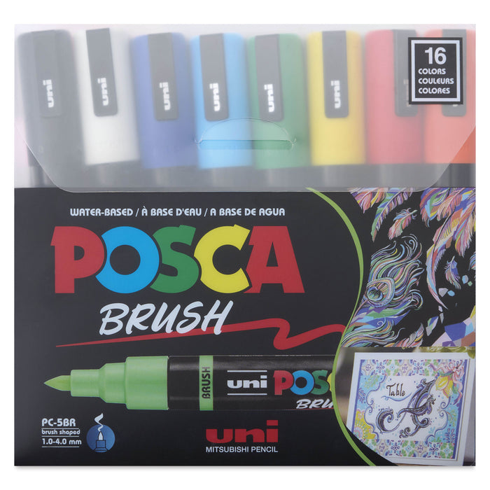 POSCA Brush Paint Marker 16/Set - Assorted