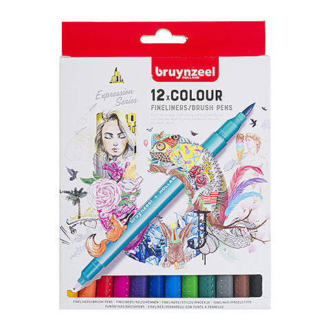 Bruynzeel Expression Fineliner Brush Pen 12/Set