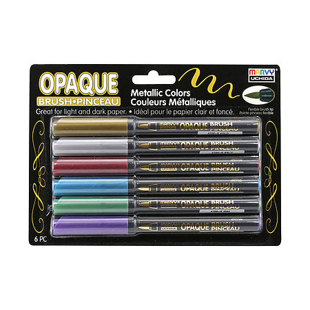 Uchida Opaque Brush Metallic Marker 6/Set