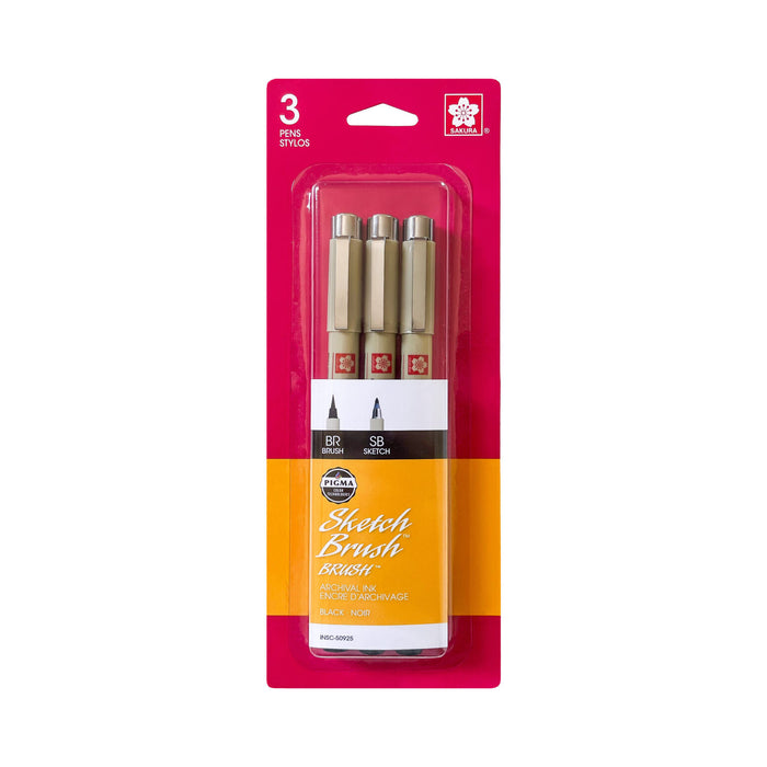 Sakura Pigma Sketch Brush Pens Set of 3 Black