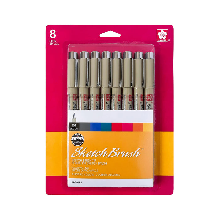 Sakura Pigma Sketch Brush Pens Set of 8 Assorted Colours