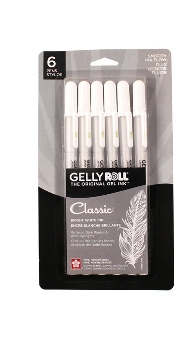 Sakura Gelly Roll Assorted White pkg of 6