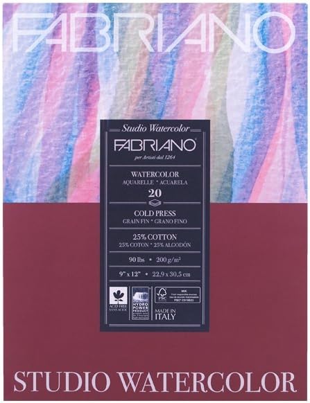Fabriana Watercolour Paper Pad Cold Press 75lb 9x12