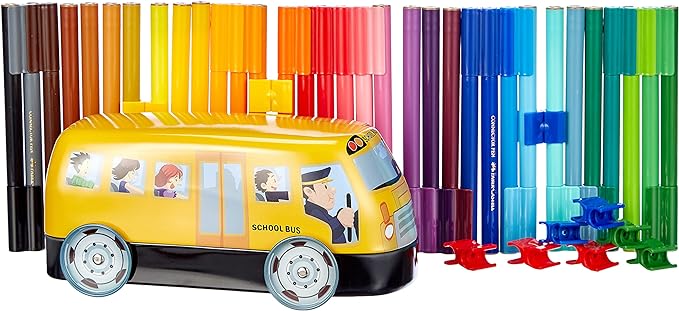 Faber-Castell Connector Felt Pen Tin - School Bus Set/33