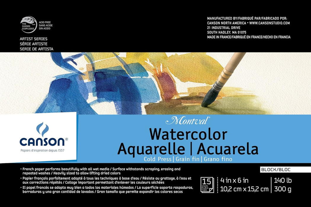 Canson Montval Watercolour Block 4x6 140lb 15SH
