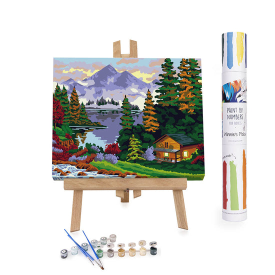 Winnie's Picks - Paint by Numbers - Log Cabin at the Lake