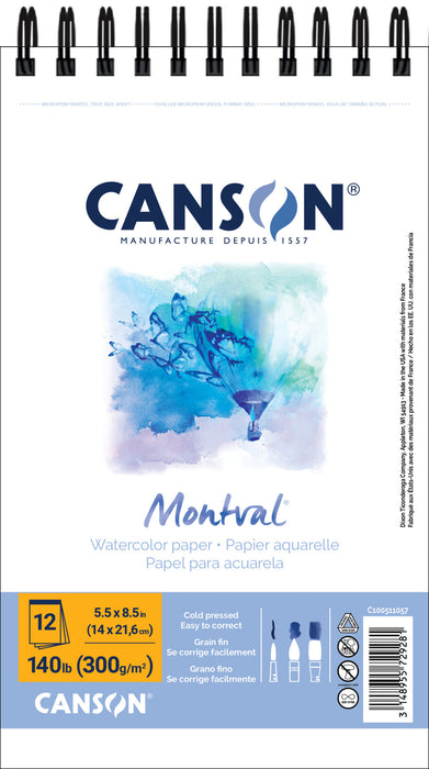 Canson Montval Watercolour Pad 140lb 5.5x 8.5 CP 12SH Spiral