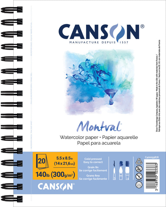 Canson Montval Watercolour Pad 140lb 5.5x 8.5 CP 20SH Spiral