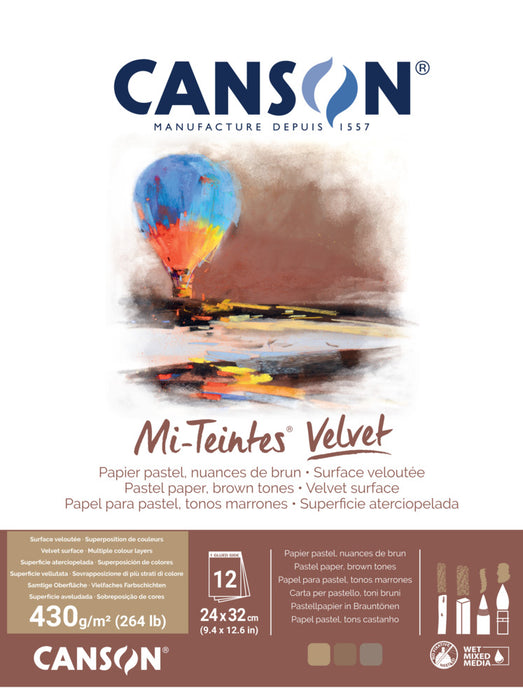Canson Mi-Teintes Velvet Pastel Paper Pad, 9x12 - Brown Tones