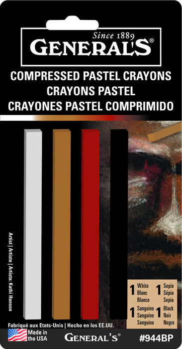 General's MultiPastel Compressed Chalk 4/Set - Earthtones