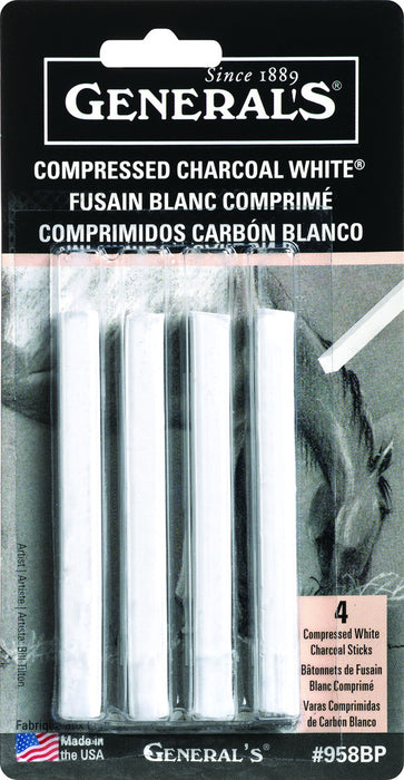 General's Compressed Charcoal Sticks 4pk - White
