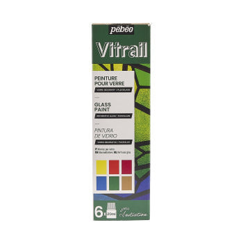Pebeo Vitrail Transparent Glass Paint Initiation Set, 6 x 20ml