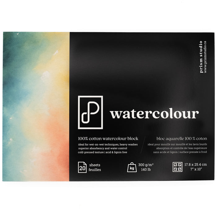 Prism Studio 100% Cotton Watercolour Block 140lb - 7x10