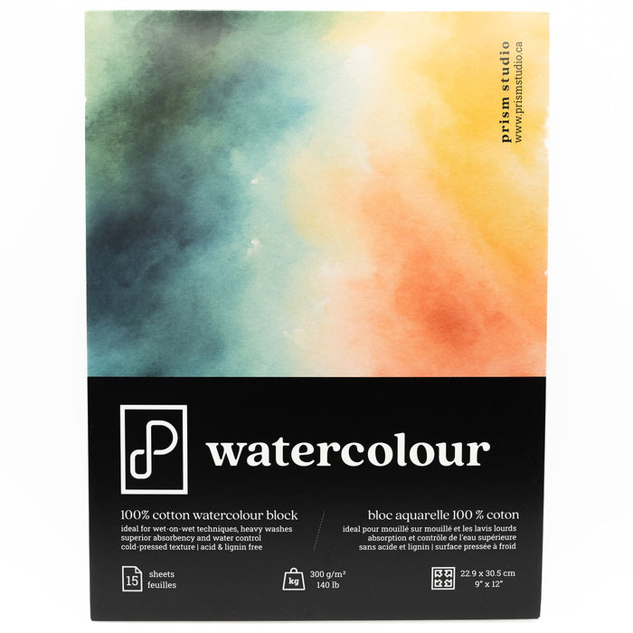 Prism Studio 100% Cotton Watercolour Block 140lb - 9x12