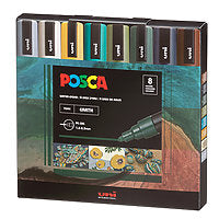 POSCA Paint Markers Medium PC-5M 8/Set Earth Tones