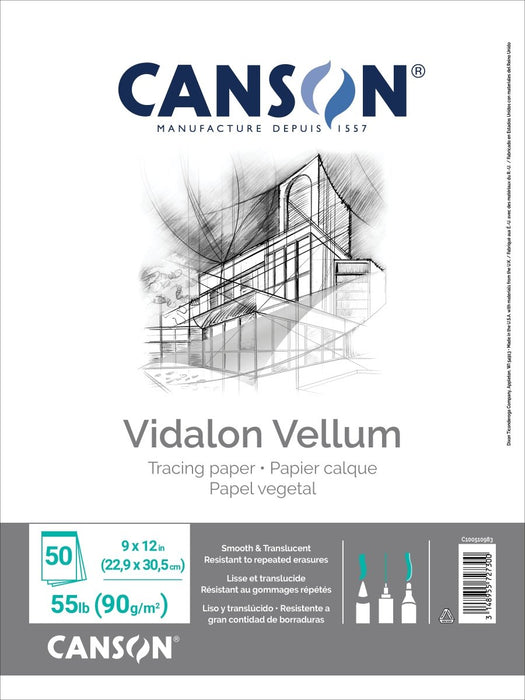 Canson Vidalon Vellum 50 sheets 55lb - 9x12