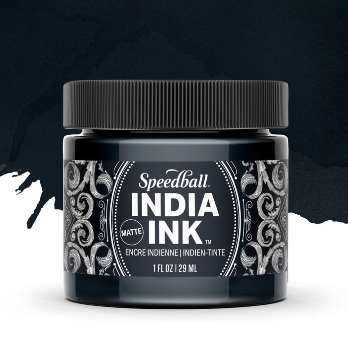 Speedball India Ink, 1oz - Black Velvet (Matte)