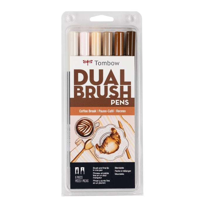 Tombow Dual Brush Pen Set 6pk - Coffee Break