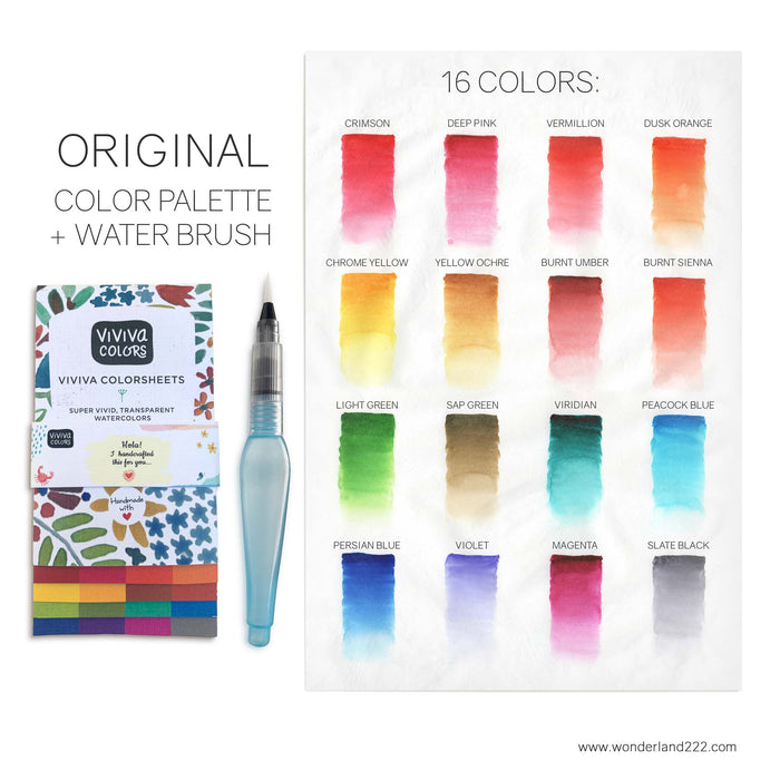 Viviva Colorsheet Watercolor 16/Set - Sketcher & Waterbrush