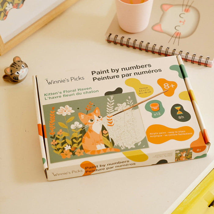 Winnie's Picks - Kid's Paint by Numbers - Kitten's Floral Heaven
