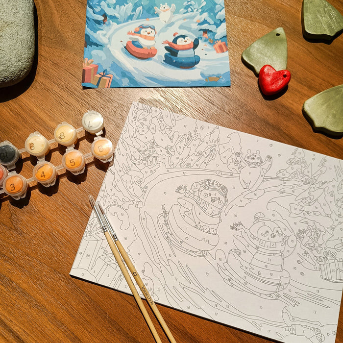Winnie's Picks - Kid's Paint by Numbers -Joyful Snowy Slope