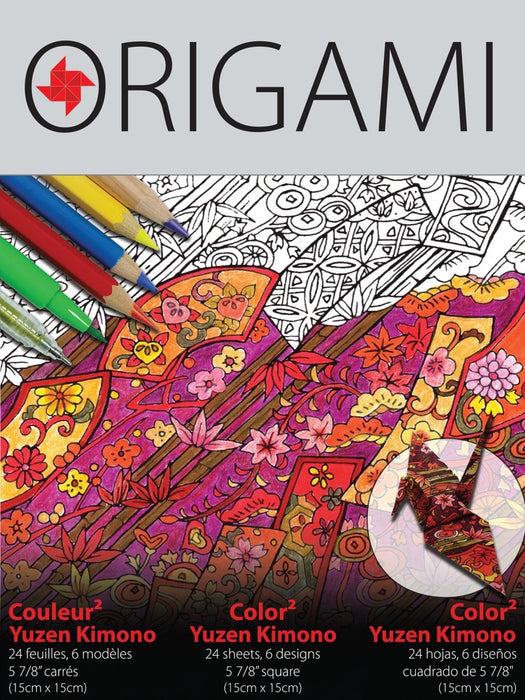 Yasutomo Origami Color2 Paper Pack, Yuzen Kimono - 5 7/8" 24sh