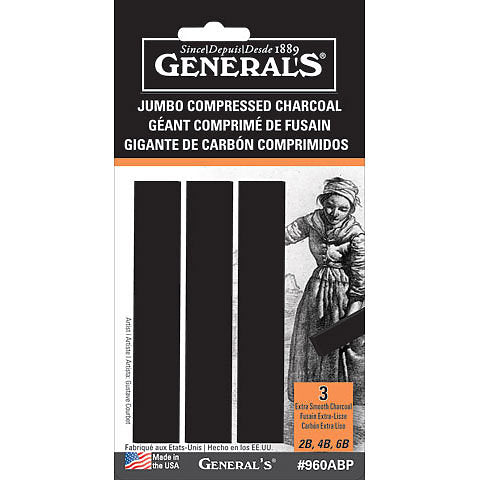 General's Compressed Charcoal Sticks BC 2B/4B/6B