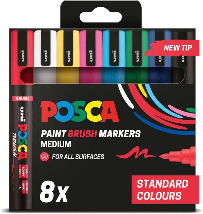 POSCA Brush Paint Marker 8/Set - Assorted