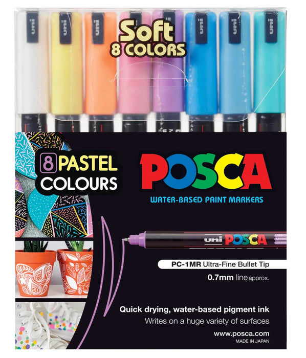 POSCA Paint Markers XFine 1MR 8/Set - Soft Colours