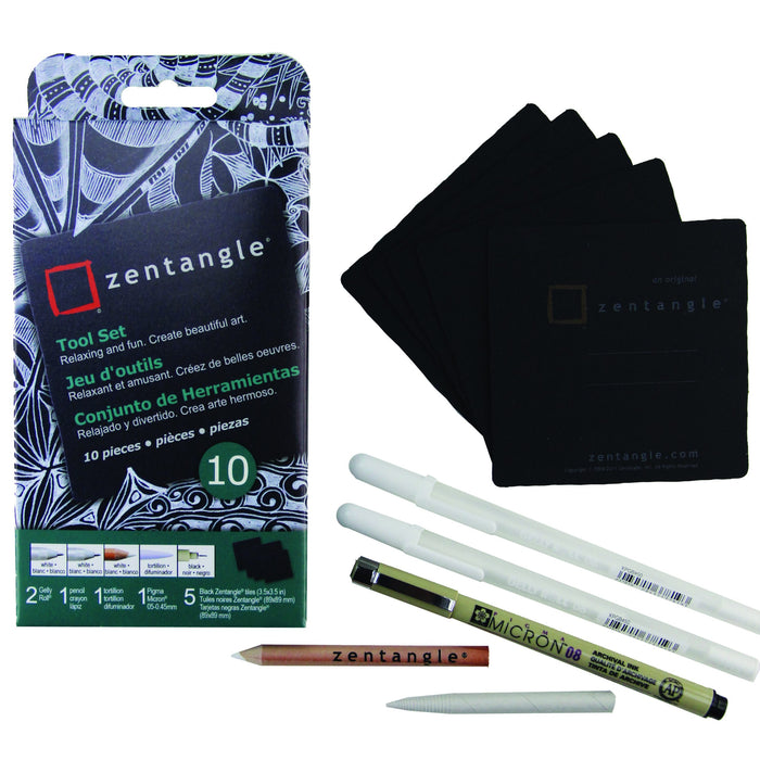 Sakura Zentangle 3.5" Black Tile 10pc set