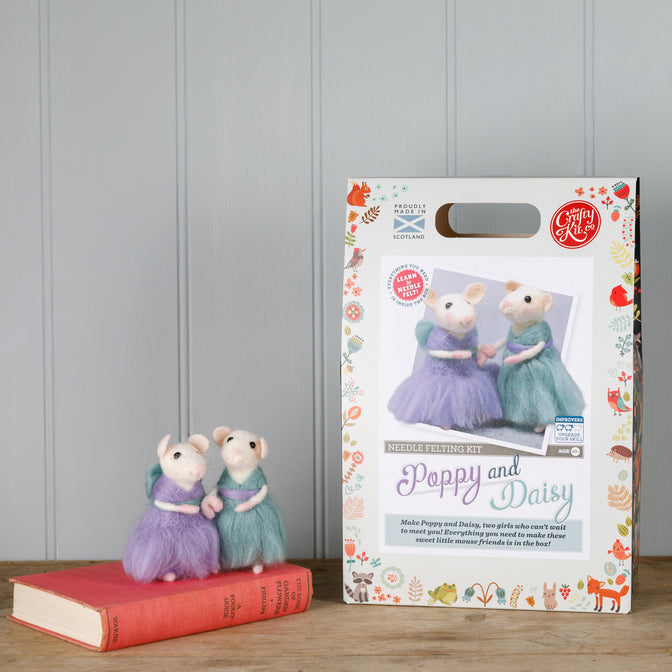 The Crafty Kit Company - Felting Kit - Poppy & Daisy Mice