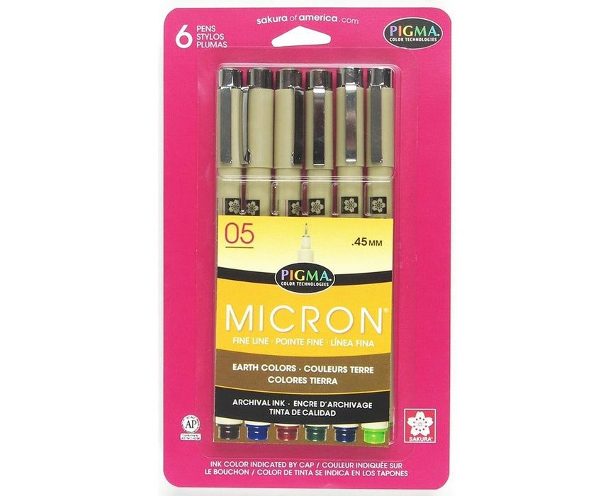 Sakura Micron Pens - Earth Colour Collection 6 Pens