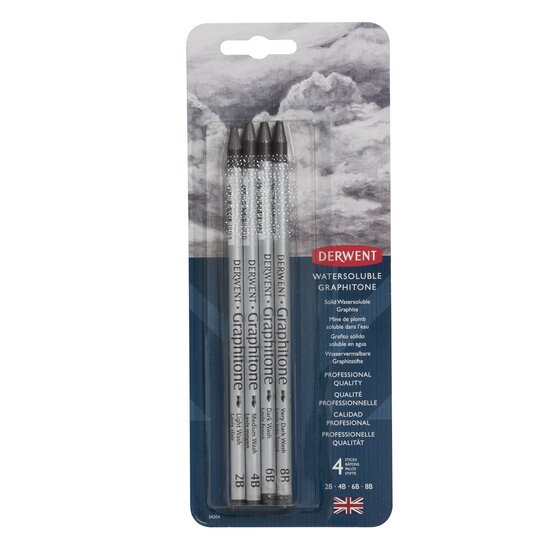 Derwent Watersoluble Graphitone Pencil 4/Set