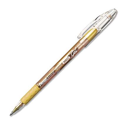 Pentel Sunburst Gel Permanent Metallic Gold Ink Gel Pen