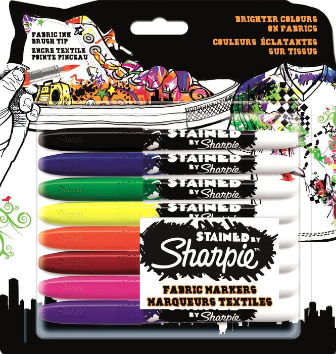 Sharpie Stained by Sharpie Brush Tip Fabric Marker Set/8