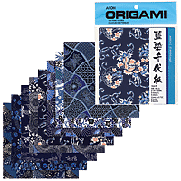 Aitoh - Chiyomami Washi Paper - Aizome Chiyogami 4" 8 sheets