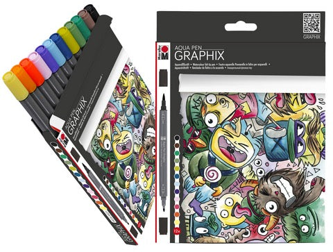 Marabu Graphix Aqua Pen Mega Mega Mash Set/12 — Elizabeth's Art