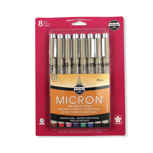 Sakura Micron Pigma Pen Assorted Colour 01 8/Set