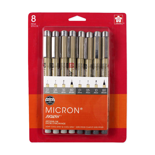 Sakura Pigma Micron Pen 8/Set Greys