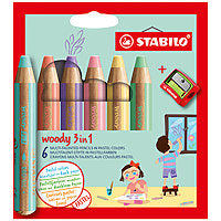 Stabilo Woody 3in 1 with Sharpener 6/Set Pastel