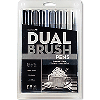 Tombow Duel Brush Marker Set/10 Gray Scale
