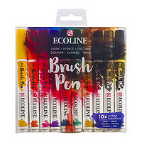 Talens Ecoline Brush Marker 10/Set - Dark Colours