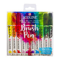 Talens Ecoline Brush Marker 10/Set - Bright Colours