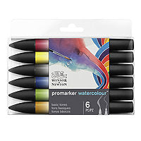 Winsor & Newton ProMarker Watercolour Marker 6/Set - Basic