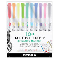 Zebra Mildliner Double-Ended Highlighter Assorted Sets 10/Set