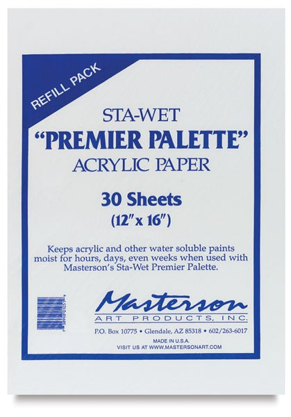 Masterson Sta-Wet Palette Paper Refill 30 sheets/12x16