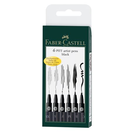 Faber-Castell PITT Artist Pens Black Set/6